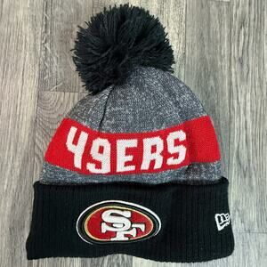 San Francisco 49ers New Era Pom Beanie Black Red Gray Knit NFL Hat OSFM